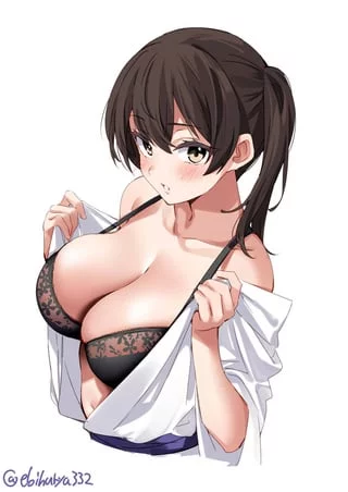 Kaga taking off her shirt (Ebifurya) [KanColle]