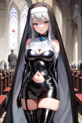 Silver-Haired Latex Nun