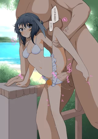 H-Hey mister you know I have a boyfriend right? Did seeing my petite body drive you that crazy? Well.. I guess you can use me to cum and get all that stinky baby batter out, it's okay to use my small body for pleasure~