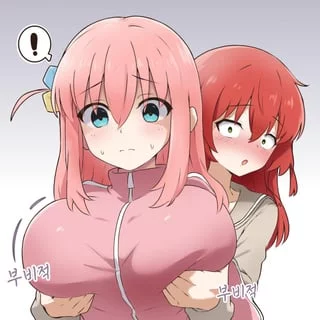 Kita feels up Bocchi’s big bocchis (amogan) [Bocchi the Rock]