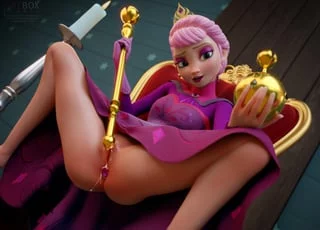 Pink Elsa claims her thrown 🩷