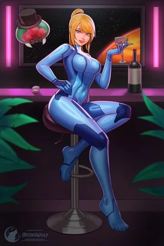 Drinking With Samus (Astrowolf_Art) [Metroid]