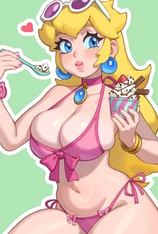 Princess peach bathing suit. (Rizdraws)