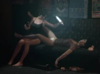 Lara close to Sam's treasure. Lara Croft, Samantha Nishimura (Rastifan) [Tomb Raider]