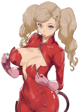 Ann unzipping her suit (@Arado_27)[Persona 5]