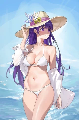 Ai in white bikini