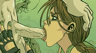 Girl with glasses deep throat