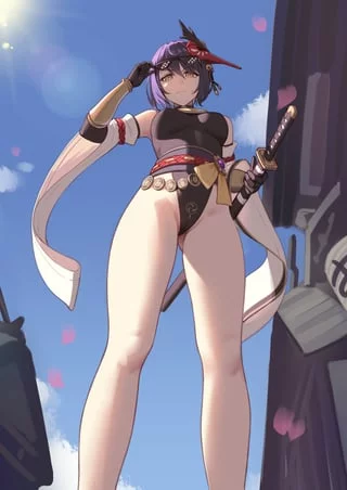 Kujou Sara From Below (Cqc No Hashi Neko) [Genshin Impact]