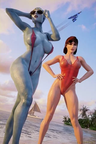 Samara and FemShep (blankpins) [Mass Effect]