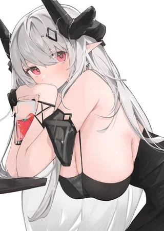 “*hmm?* hello there. can I help you with something” (I want to be the rich and beautiful monster girl that you just ran into at a bar)