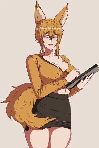 Kitsune office lady [Artist: DemonDog17]