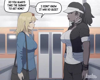 Nessie and Valerie in the subway