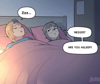 Nessie and Karen at night