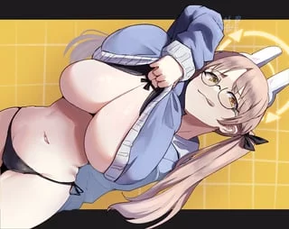 How do you like my new swimsuit~? Makes you just wanna tear off the top and grope my fat tits right~