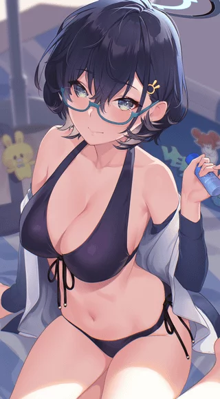 Chihiro in black bikini and bottle (sakuya_026) [Blue Archive]