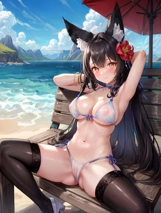 Resting after swimming with Wakamo [Blue Archive]