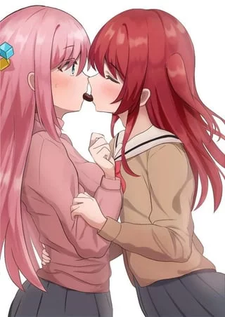 "Y-You want to share my chocolate?" I'd love to be your busty friend who insists she's straight