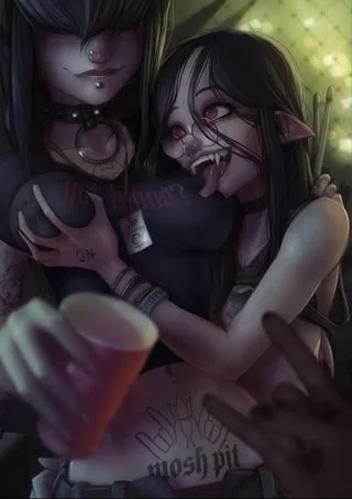 “Yo who’s girl is this she’s groping me how drunk is she”i say being a hot goth girl in a mosh pit