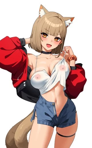 See-through shirt, shorts with fly open. (Original) [Eπ]