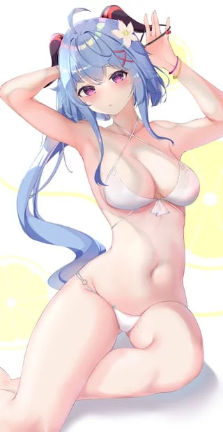 Ganyu in white bikini