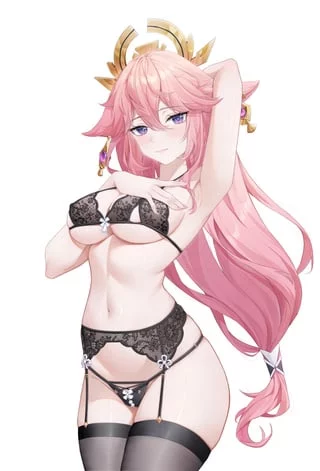 Happy Birthday Yae in garter belt (兔玖二七) [Genshin Impact]