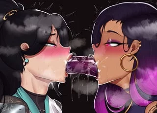 Double dildo deepthroat