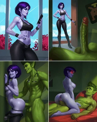Raven and Beast Boy (Evulchibi) [Teen Titans]