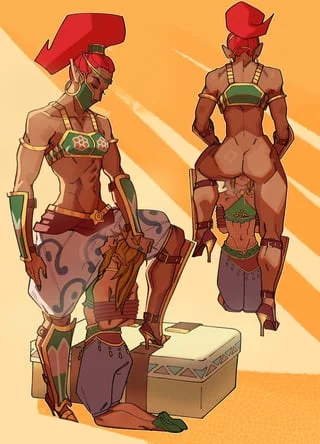 Link about to eat out a Gerudo (gekk 0) [The Legend of Zelda]