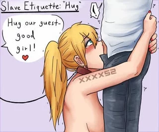 Slave etiquette “hug”