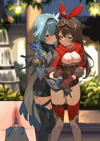 Eula plays with Amber (by れもち)
