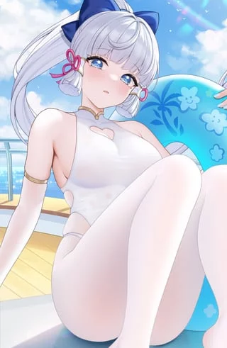 White Swimsuit + Tights