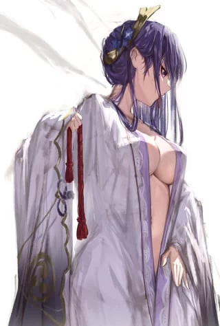 Raiden taking off her kimono (Bakemonsou)
