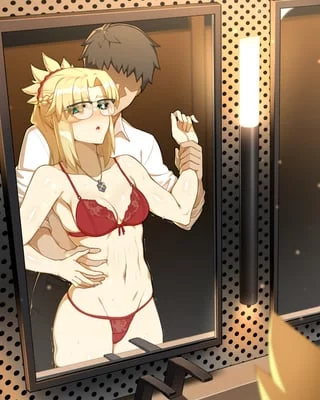 Fondling Mordred in the office bathroom (Hyperbudd) [Fate/Apocrypha]