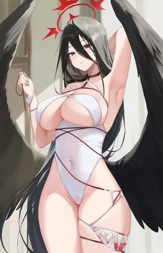 Hasumi in one-piece swimsuit (砂糖orenji) [Blue Archive]