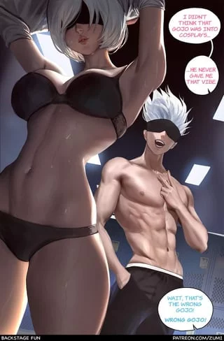 2b and Gojo (zumi) [nier automata/jujutsu kaisen]