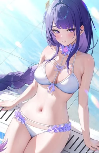 Raiden in neck garter and white bikini (rosumerii)