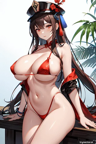 Hu Tao in her micro bikini