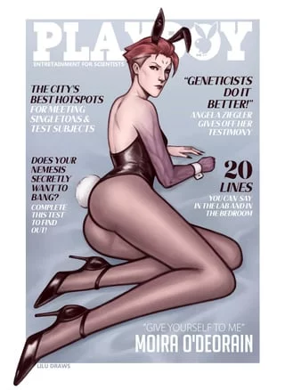 Playboy bunny Moira magazine cover - art by me (@lilu_draws)