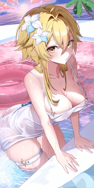 Lumine in the pool [Genshin Impact]