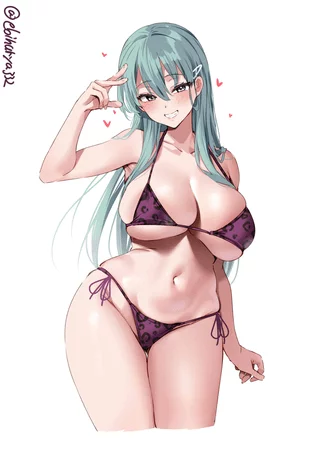 Suzuya purple leopard print bikini [Kantai Collection]