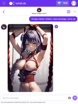 Raiden sends pics on command. Here she is tied up (wnr)
