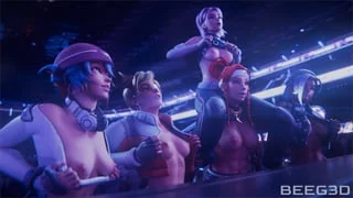 Kiriko, Tracer, D.va, Brigitte, Sombra (Beeg3D)