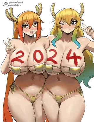Tohru, Lucoa, Quetzalcoatl - ready for the year of the dragon (donburik) [Miss Kobayashi's Dragon Maid]