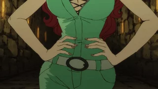 Fujiko Mine stopping a knife with her breasts [LUPIN III: The Italian Game]