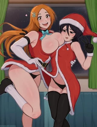 Orihime and Rukia holiday outfits (Afrobull) [Bleach]