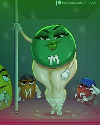 Thicc pole dancer Green M&M (Artfoo_1) [M&M's]