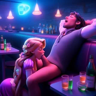 A couple of drinks and a Punzie blowjob will make your night.