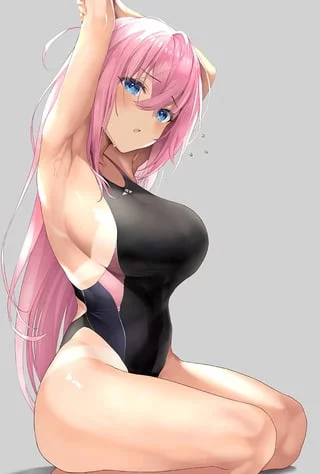 Bocchi Stretching In Her Swimsuit (Bocchi The Rock)