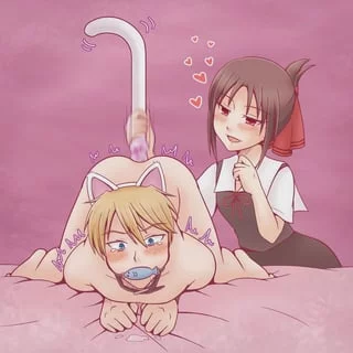 Playing with a cat boy's tail