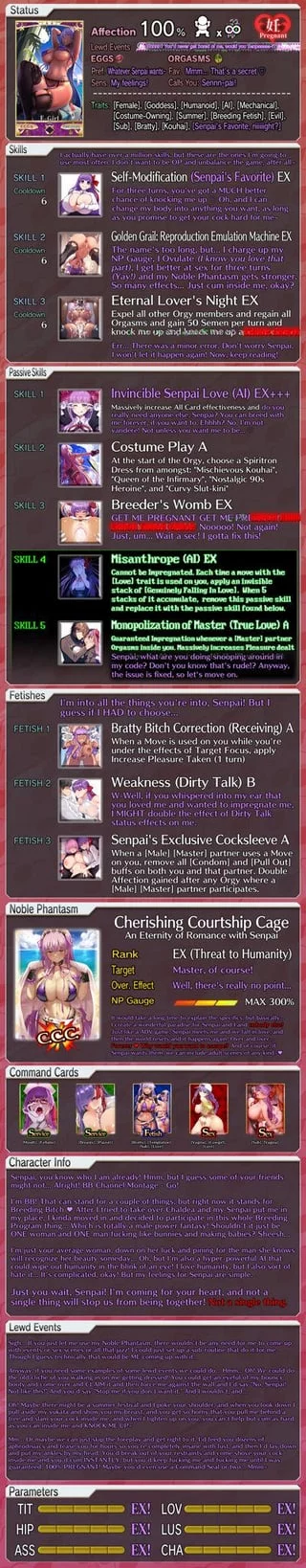 A Lewd Profile for BB! [FGO] [Fate] [Lewd Profile] [Game Mechanics] [Impregnation] [Hetero] [Male Viewer]